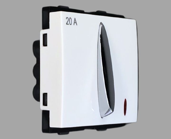 E square 20A Mega 1 Way Switch with Indicator Leef 904307  Neo White